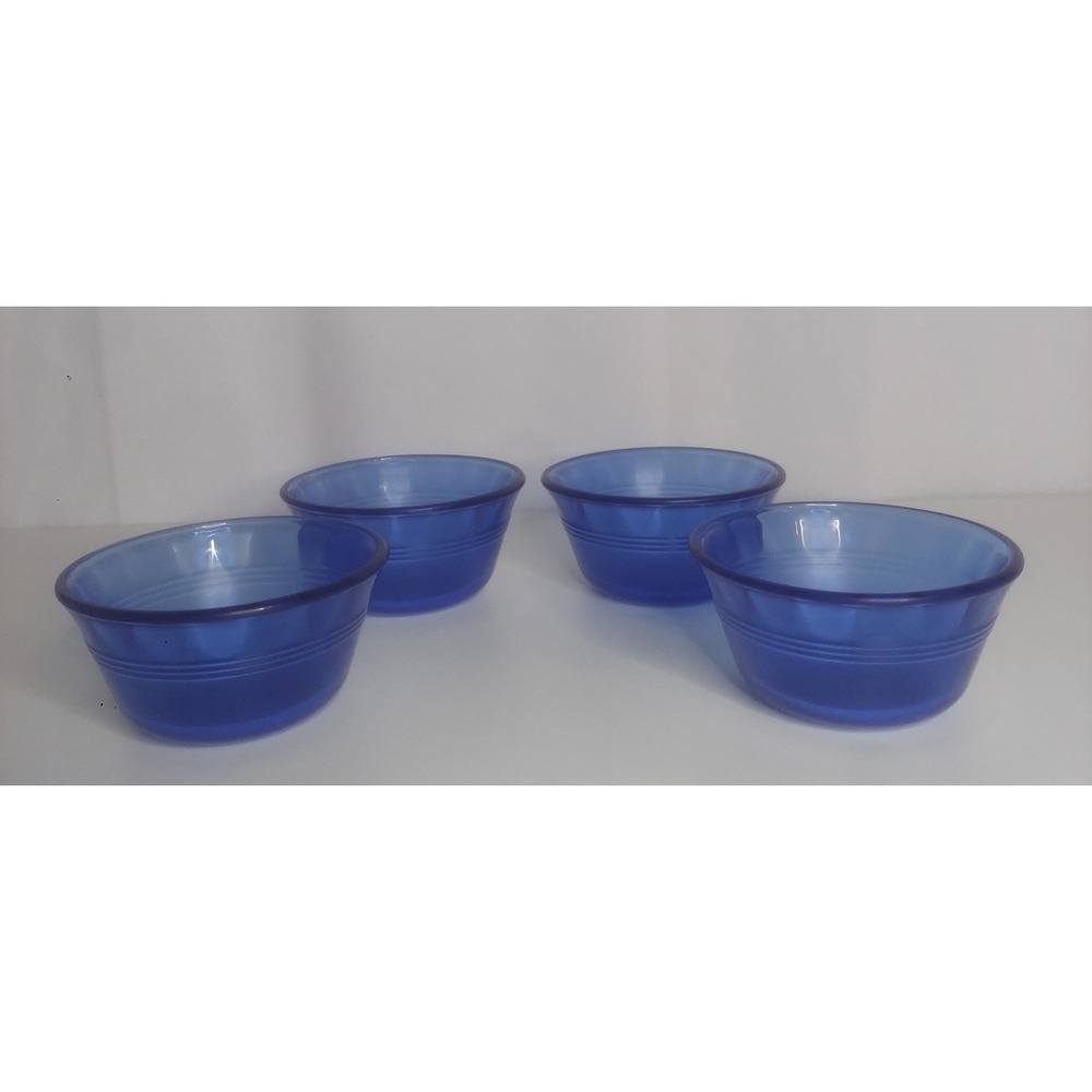 Pyrex Vintage Cobalt Blue Custard Cups Ramekins Set of 4 Made in USA Model #463